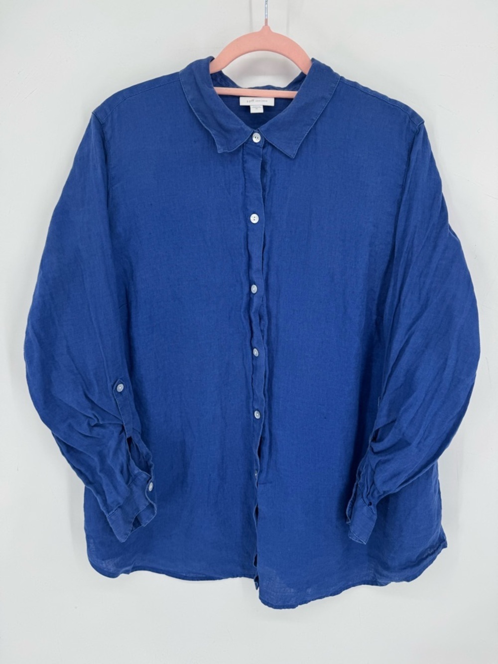J. Jill Women's Blue 100% Linen Button Down Long Sleeve Shirt Luxury Size XL